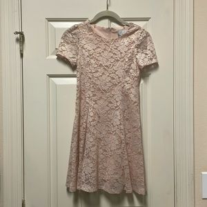 Girls pink lace overlay dress